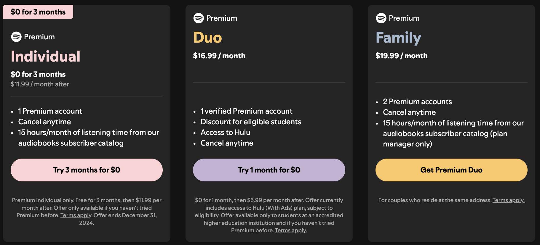 Spotify's pricing plans